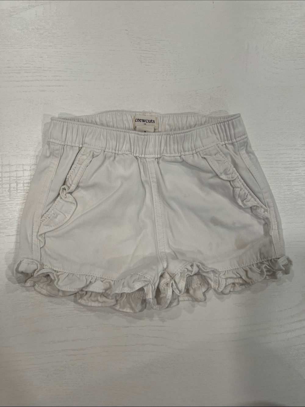 White Ruffle Hem Girls' Shorts